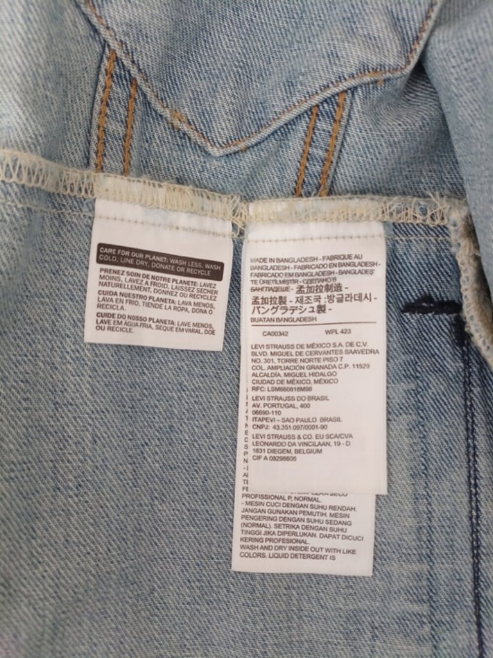 Levi Strauss & Co. Light Blue Long Sleeve Denim Jeans Trucker Jacket Men Size S - Picture 14 of 15